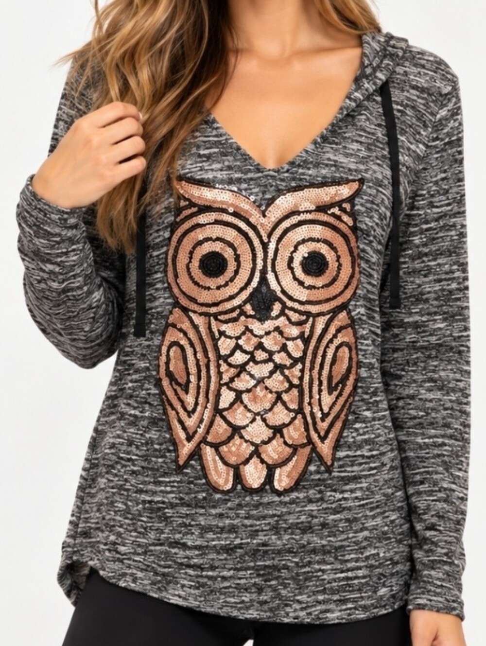 Miss Chievous Hooded Owl Sweater Size L (Juniors)
